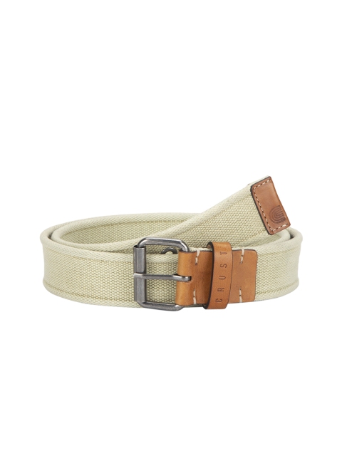 

CRUST Men Beige Woven Design Leather Belt