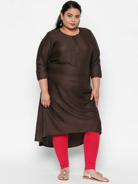 

RANGMANCH PLUS by Pantaloons Women Taupe Solid A-Line Kurta