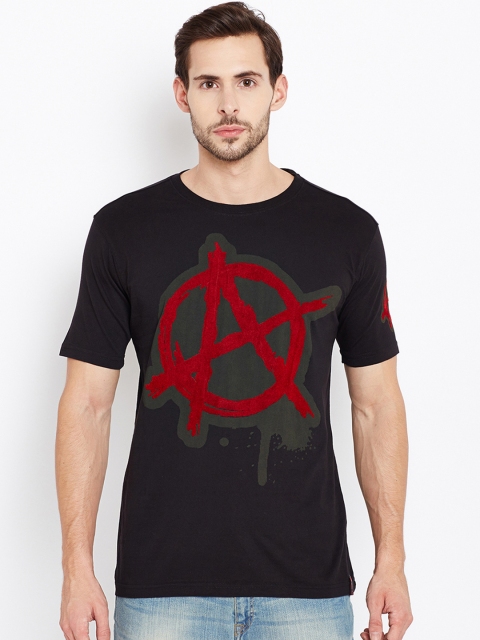 

PUNK Men Black Printed Round Neck T-shirt
