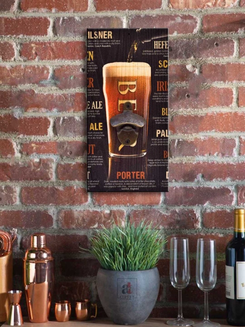 

Art Street Brown & Black Printed Wooden Beer Porter