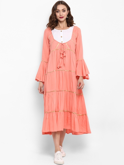 

Fashion String Women Peach-Coloured Solid A-Line Kurta