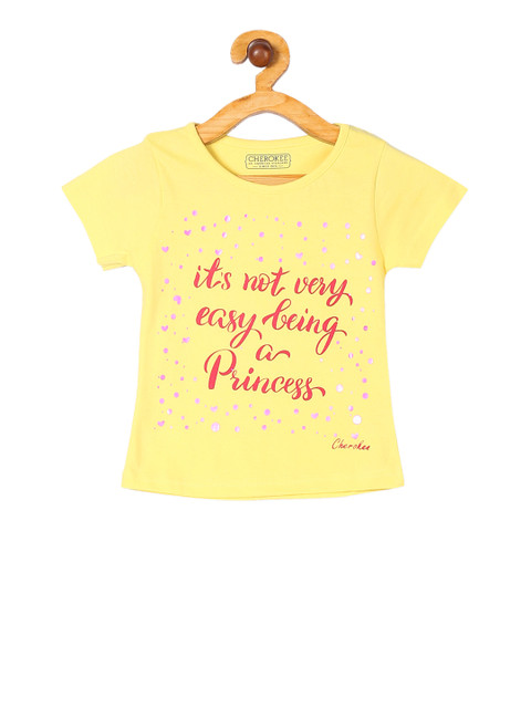 

Cherokee Girls Yellow Printed Round Neck T-shirt