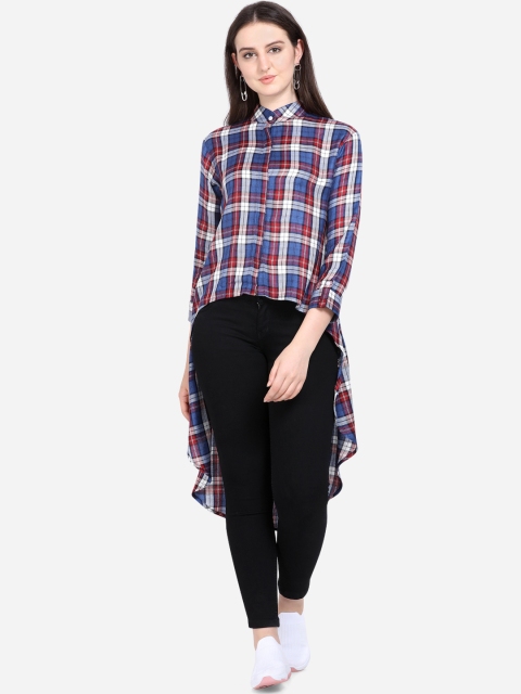 

Yuvraah Women Blue & Red Checked Tunic