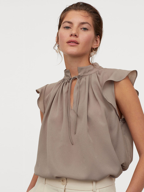 

H&M Women Taupe Crepe Blouse