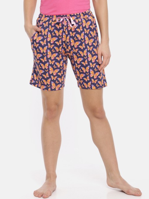 

Macrowoman W-Series Women Navy Blue & Pink Printed Lounge Shorts
