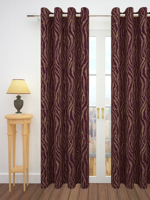 

Story@home Magenta & Brown Jacquard Textured Single Door Curtain