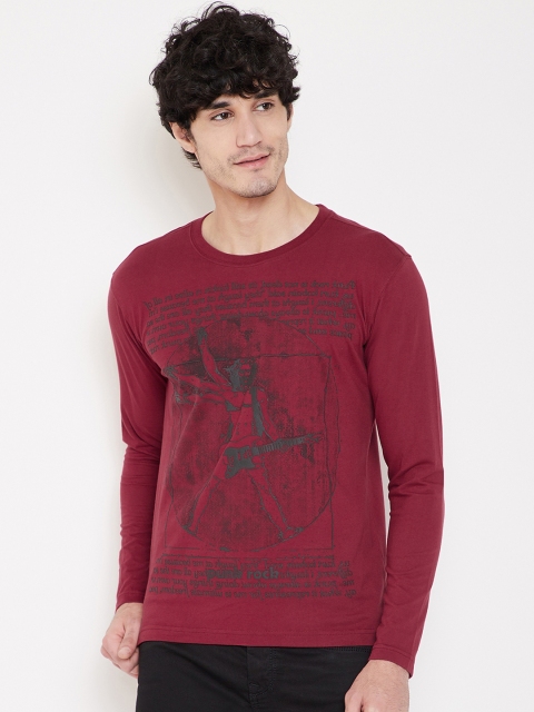

PUNK Men Maroon Printed Round Neck T-shirt
