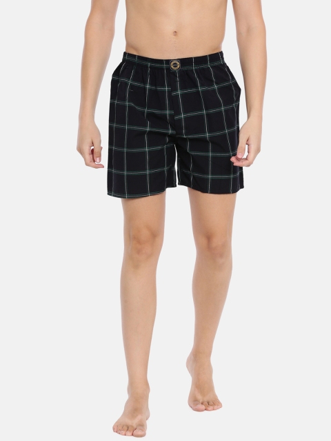 

Joven Men Black & Green Checked Pure Cotton Boxers JBC-JB81