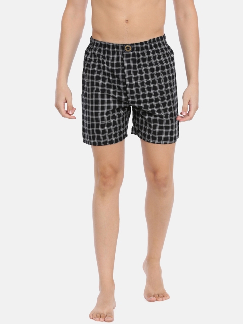 

Joven Men Black & White Checked Pure Cotton Boxers JBC-JB91