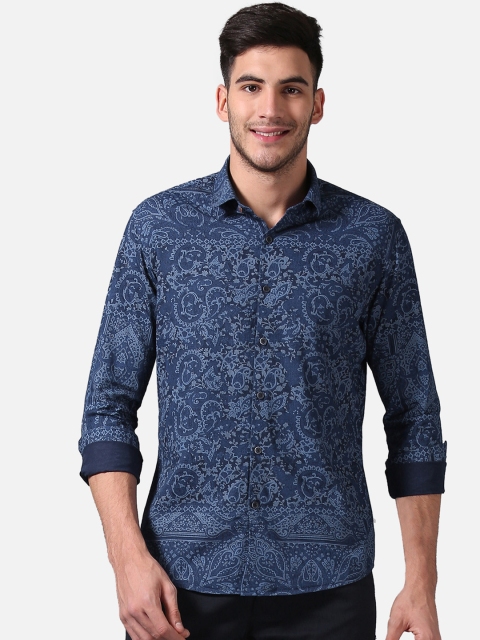 

True Blue Men Blue Slim Fit Printed Casual Shirt
