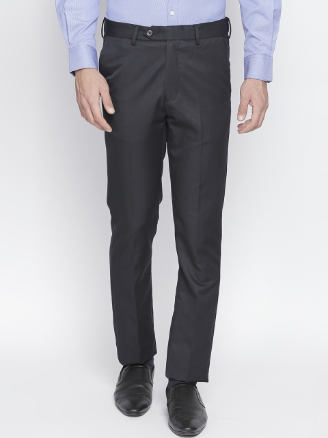 

RICHARD PARKER by Pantaloons Men Navy Blue Slim Fit Solid Formal Trousers