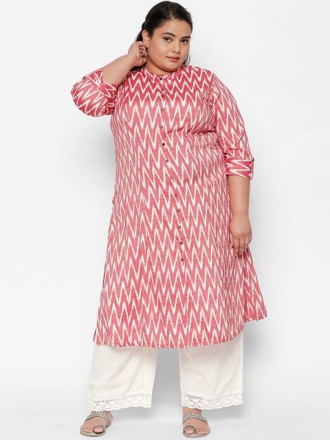 

RANGMANCH PLUS by Pantaloons Women Red & White Printed A-Line Kurta