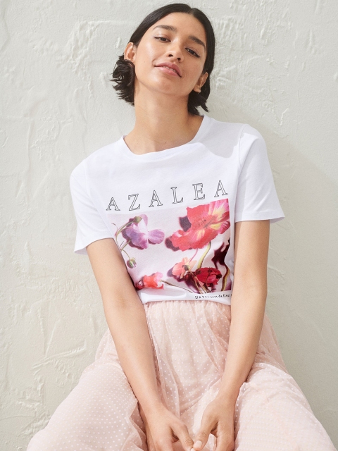 

H&M Women White Printed Jersey T-shirt