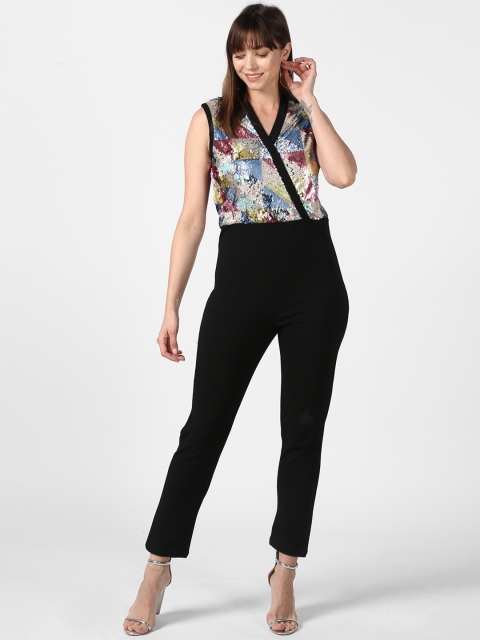 

StyleStone Women Black & Blue Sequinned Basic Jumpsuit