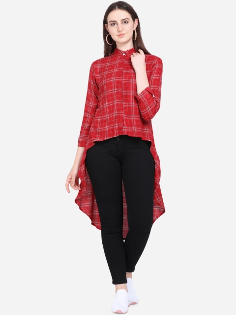 

Yuvraah Women Red & Grey Checked Tunic