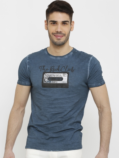 

Rex Straut Jeans Men Blue Slim Fit Printed Round Neck T-shirt