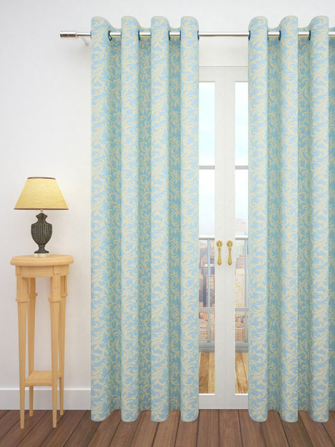 

Story@home Turquoise Blue Single Jacquard Textured Door Curtain