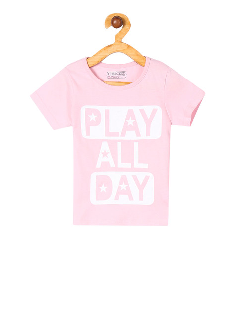 

Cherokee Girls Pink Printed Round Neck T-shirt