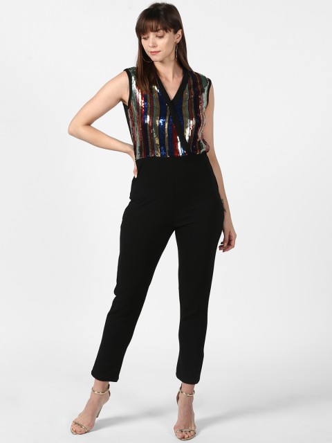 

StyleStone Women Black & Blue Embellished Basic Jumpsuit