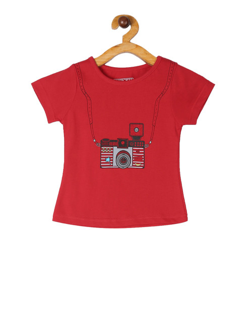 

Cherokee Girls Red Printed Round Neck T-shirt