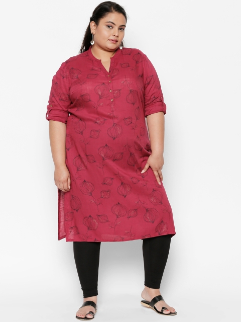 

RANGMANCH PLUS by Pantaloons Women Pink Floral Printed A-Line Kurta