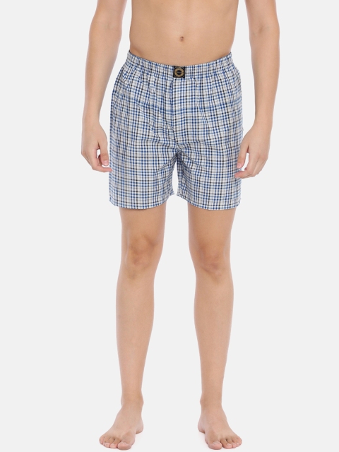 

Joven Men White & Blue Checked Boxers JBC-JB78