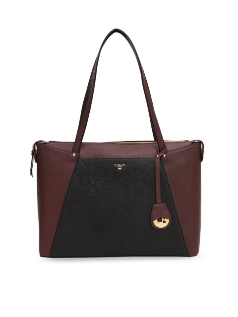 

Da Milano Black & Maroon Colourblocked Leather Shoulder Bag