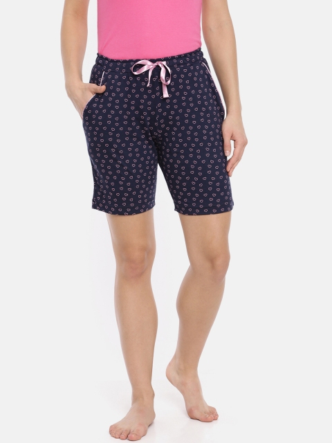 

Macrowoman W-Series Women Navy Blue & Pink Printed Lounge Shorts