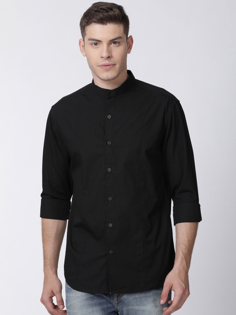 

Mucho Solo Men Black Slim Fit Solid Casual Shirt