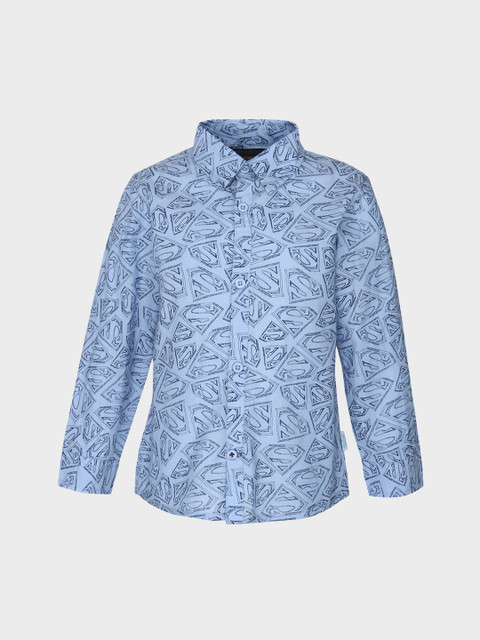 

Kids Ville Boys Blue Regular Fit Superman Printed Casual Shirt