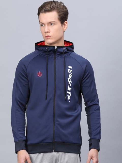 

Cultsport Men Navy Blue Printed Hooded Sporty Jacket