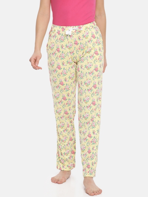

Macrowoman W-Series Women Yellow & Pink Printed Knitted Lounge Pants