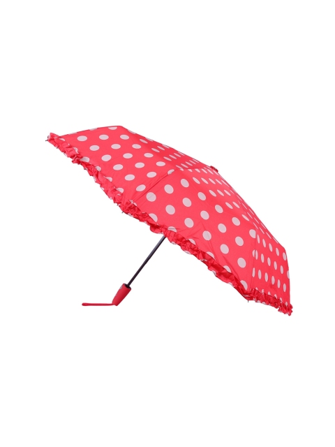 

FabSeasons Unisex Red & White Big Polka Dots Digital Printed Automatic 3 Fold All-Season Umbrella