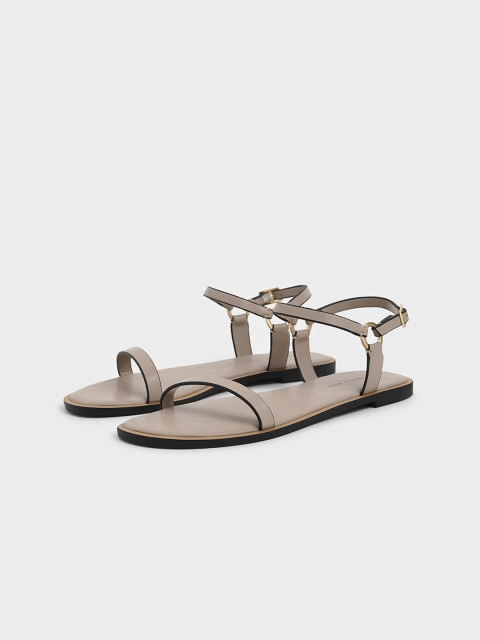 

CHARLES & KEITH Women Mauve Solid PU Open Toe Flats