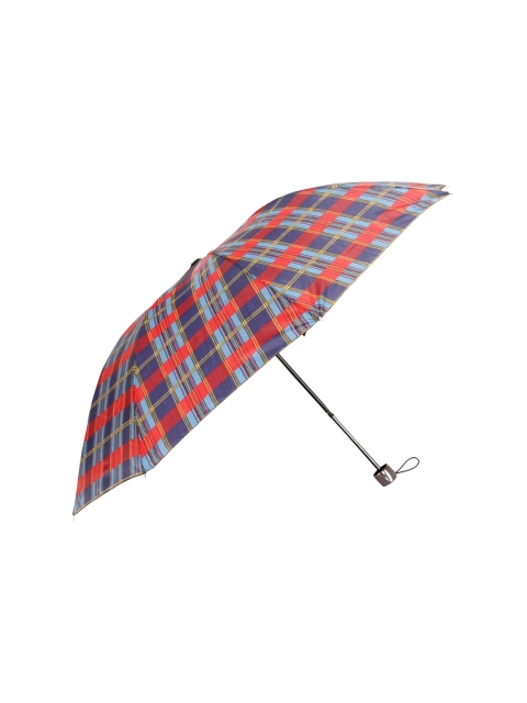 

FabSeasons Unisex Blue & Red Checked 3 Fold Fancy Manual Umbrella