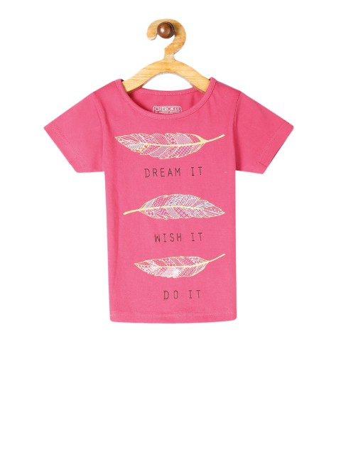 

Cherokee Girls Pink Printed Round Neck T-shirt