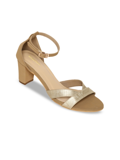 

Milano Torre Women Gold-Toned & Beige Solid Heels