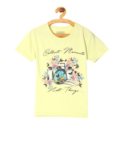 

Cherokee Girls Yellow Printed Round Neck T-shirt