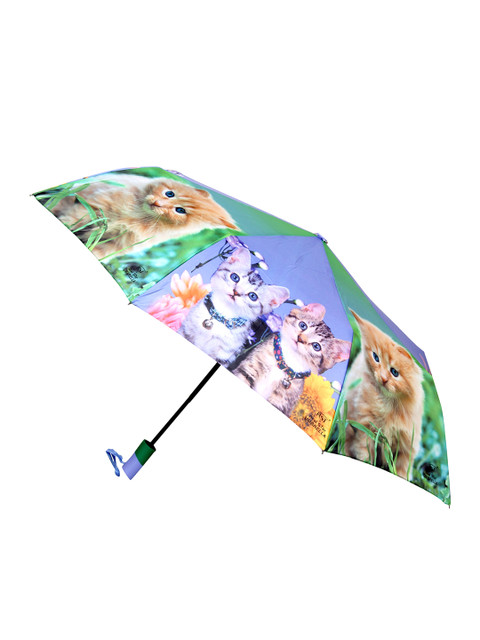 

FabSeasons Blue & Green Cute Cats and Kittens Printed 3-Fold Umbrella