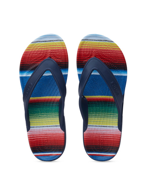 

Crocs Classic Unisex Navy Blue Red Striped Thong Flip-Flops