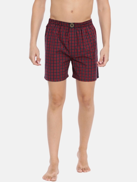 

Joven Men Red & Navy Blue Checked Boxers JBC-JB50