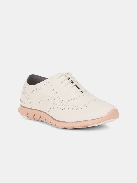 

Cole Haan Women Off-White Perforations Leather Brogues