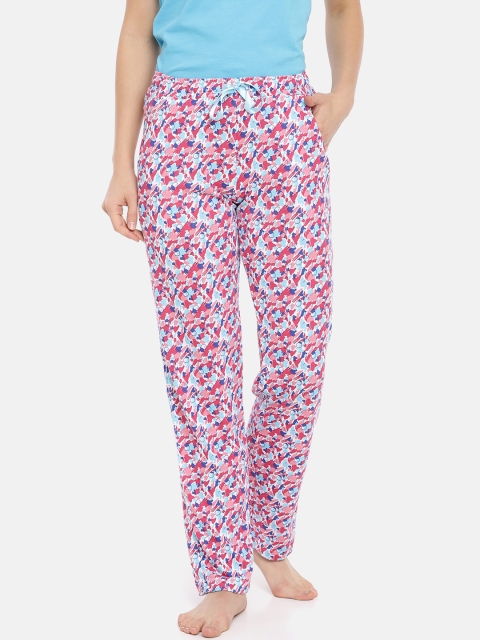 

Macrowoman W-Series Women Pink & Blue Printed Lounge Pants