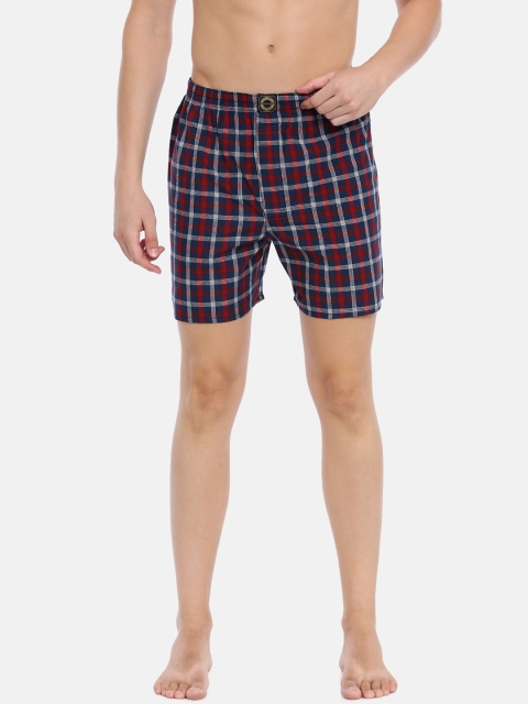 

Joven Men Navy Blue & Red Checked Boxers JBC-JB79