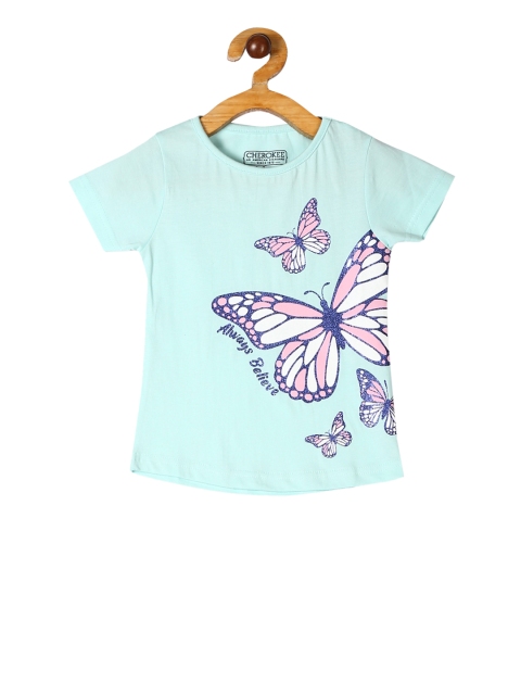 

Cherokee Girls Blue Printed Round Neck T-shirt