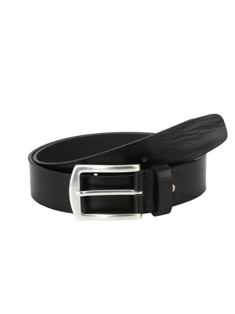 

CRUST Men Black Textured Leather Belt