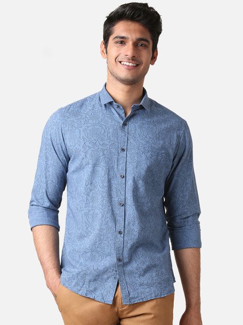 

True Blue Men Blue Slim Fit Floral Print Casual Shirt