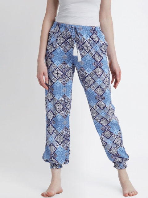 

Dreamz by Pantaloons Women Blue Printed Lounge Pants
