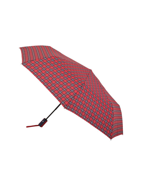 

FabSeasons Unisex Red & Blue Checkered Printed Semi Automatic 3 Fold Umbrella