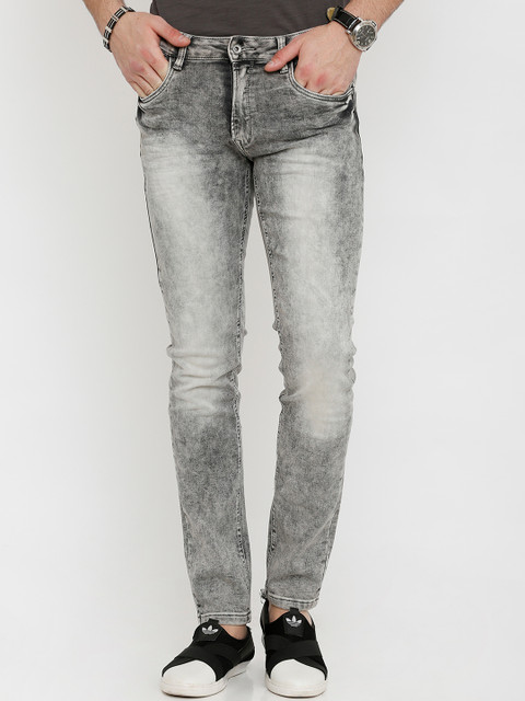 

Rex Straut Jeans Men Grey Slim Fit Mid-Rise Clean Look Jeans